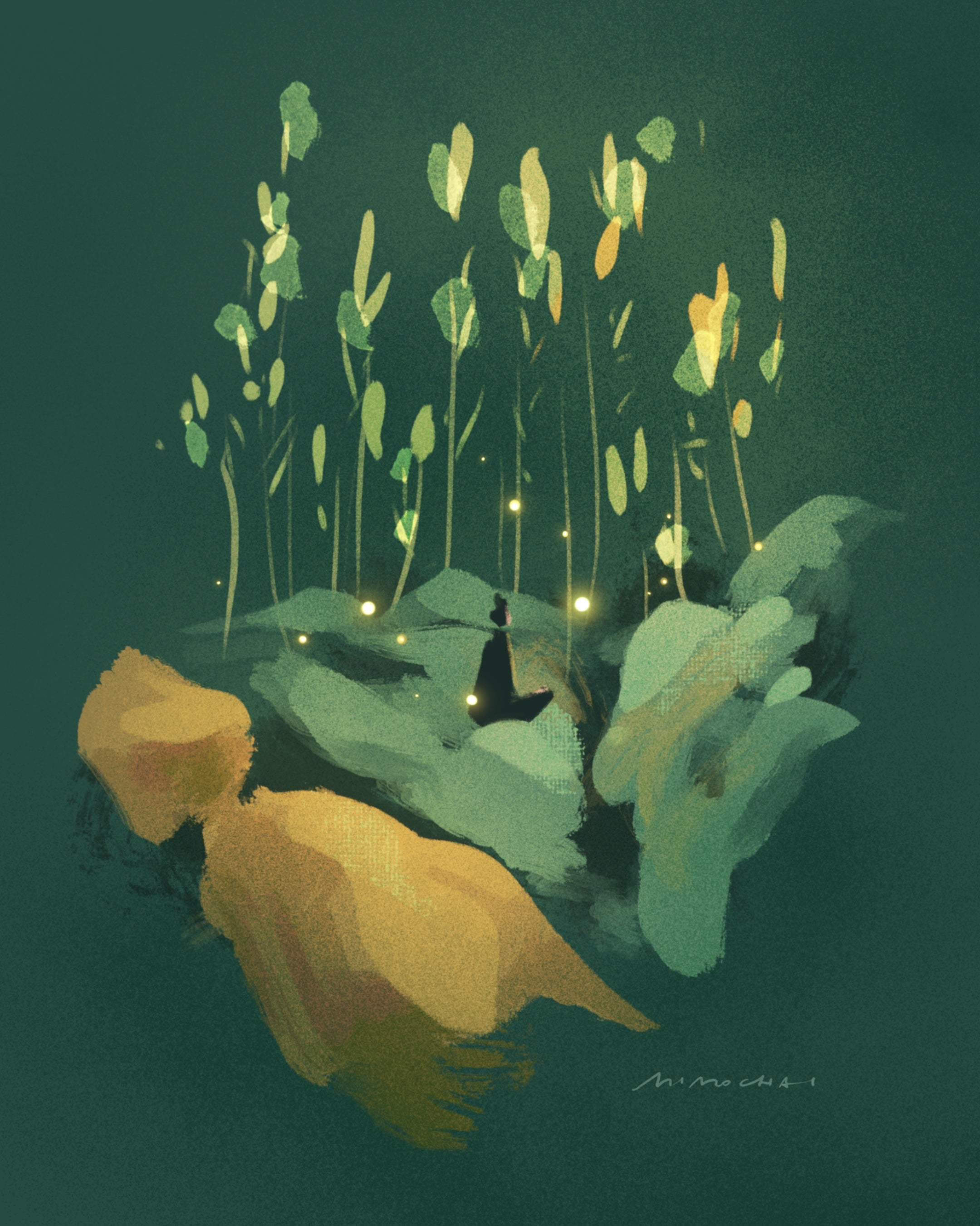 Mimochai nature moss plant illustration 2023