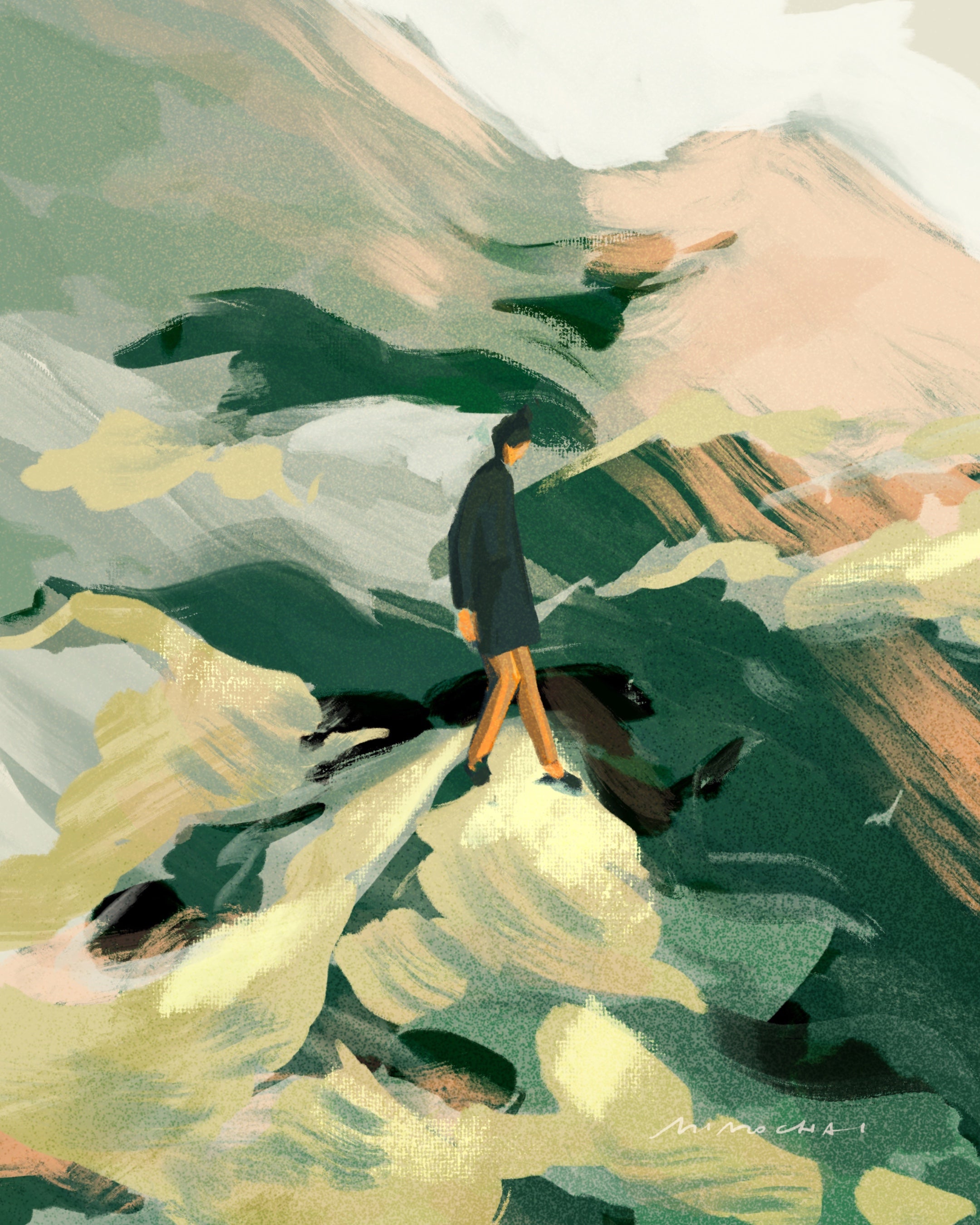 Mimochai nature mountain hike illustration 2023